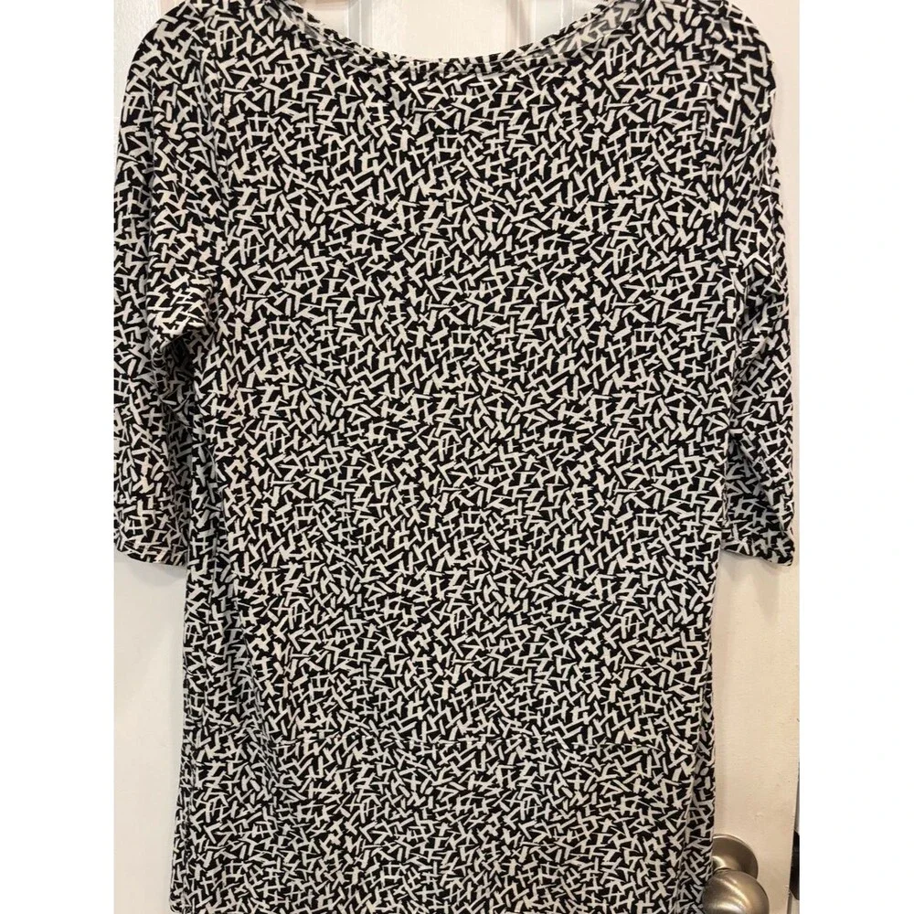 J. Jill Black White Mini Dress Pockets Casual Stretch Shift Small